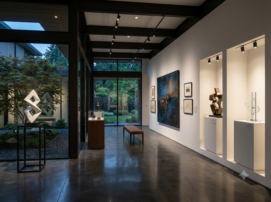 Private gallery with sculpture niches and a courtyard garden